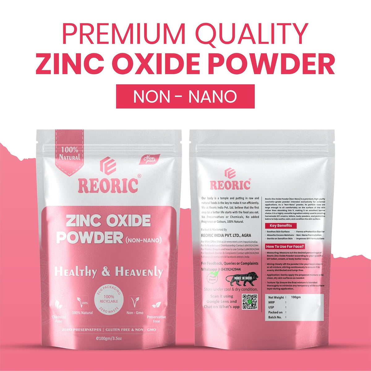 Reoric Non Nano Zinc Oxide Powder -100g