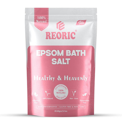 REORIC Pure Epsom Bath Salt 900g (Pack of 9 x 100g)
