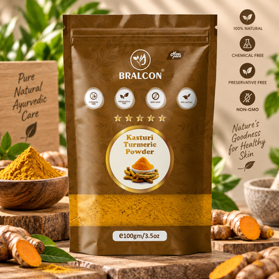 BRALCON Kasturi Turmeric Powder 100gm for Face Beauty and Skin Treatment - Wild Turmeric Powder for All Skin Types - 100% Natural and Chemical Free