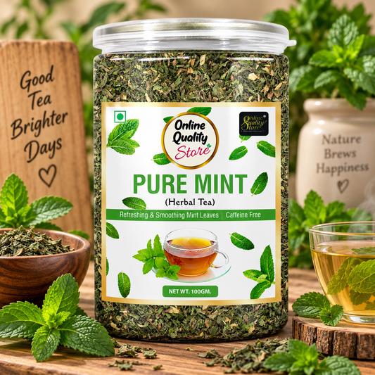 Online Quality Store Organic Mint Herbal Tea-100g |Mint Tea| Spearmint Herbal Tea for Relieves stress