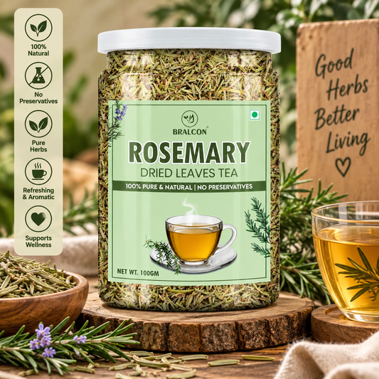 BRALCON Rosemary Dried Leaves Tea, 100% Pure & Natural, No Preservatives, 100g