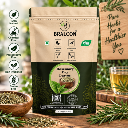 BRALCON Rosemary Dried Leaves - 100g | Rosemary Leaves for hair growth, Seasoning Food & Herbal Tea