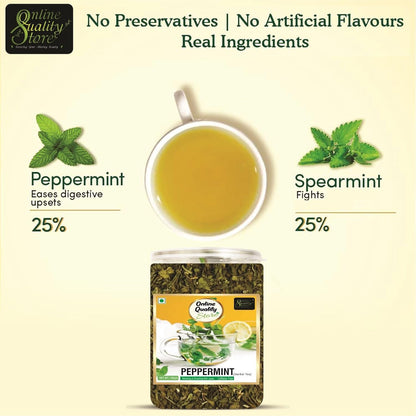 Online Quality Store Peppermint Tea, 100gm Loose Leaf Tea | Peppermint Tea Leaves Herbal Green Tea for Boost Immunity
