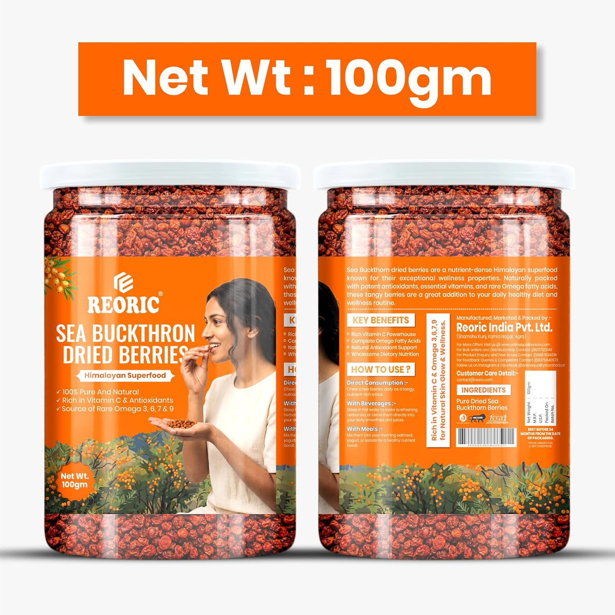 Reoric Pure Dried Sea Buckthorn Berries (100g)