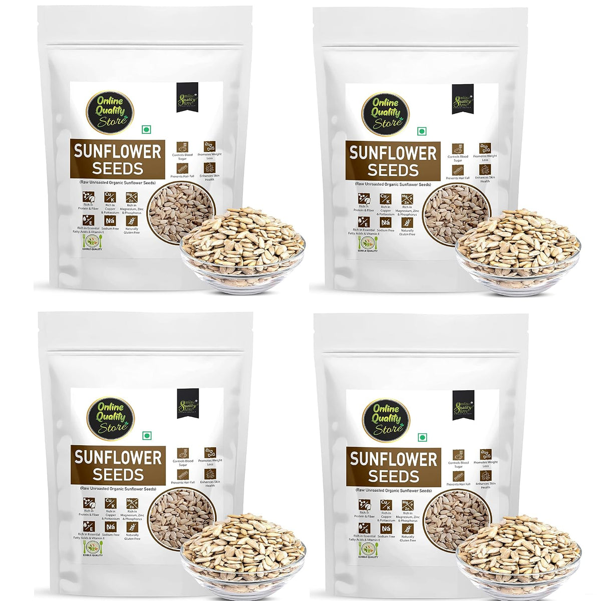 Online Quality Store Organic Sunflower Seeds-400g(100g x 4 Pack)|Protein & Fiber Rich Sunflower Seeds