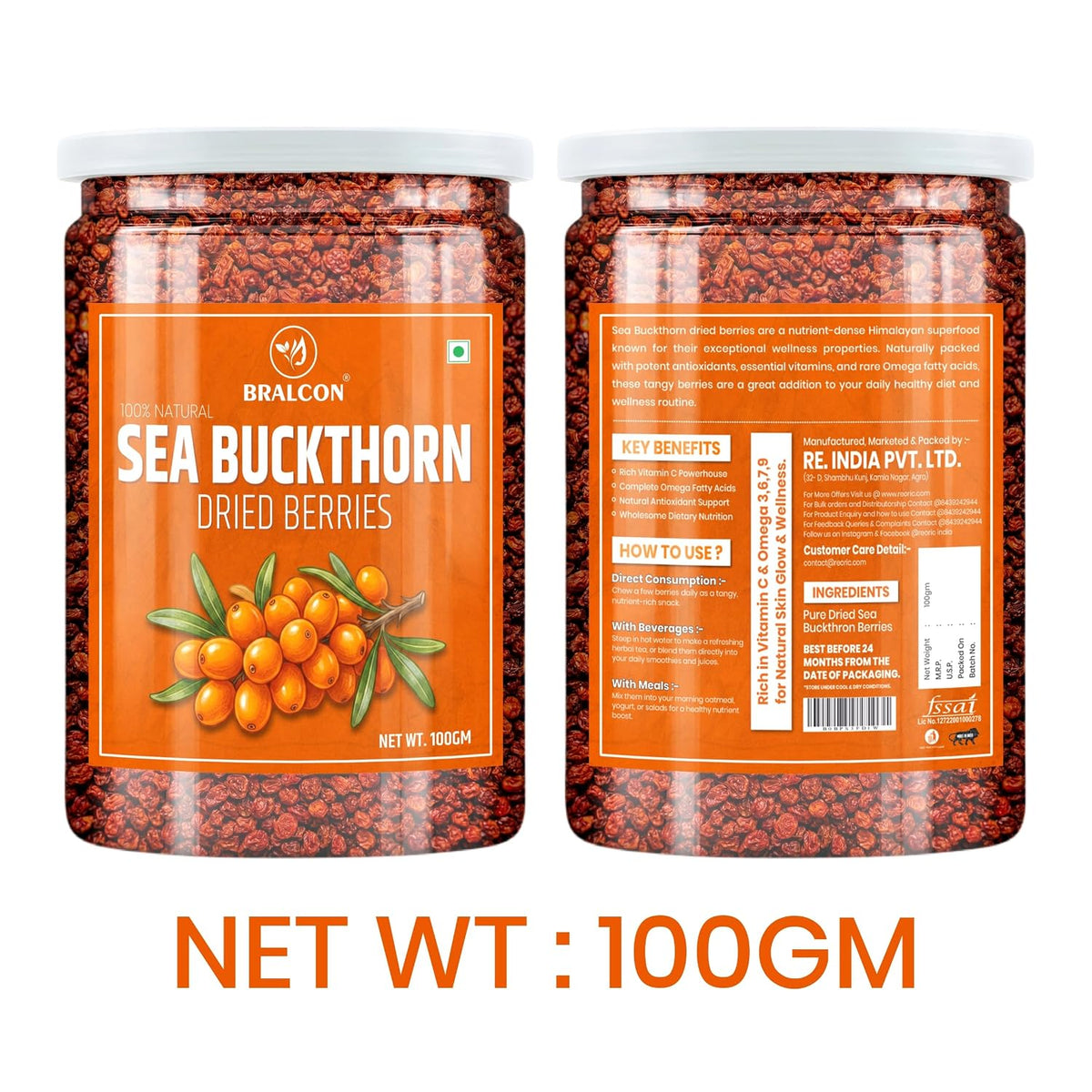 BRALCON Sea Buckthorn Dried Berries - 100g
