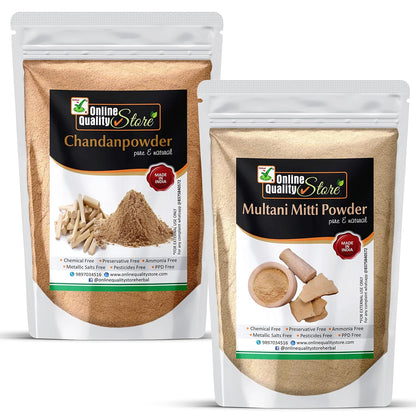 Online Quality Store Sandalwood Powder For Skin (Chandan Powder 100g) + Pure Multani Mitti Powder (150g) |sandalwood powder for face,puja,skin |Bentonite Clay |Fuller's Earth,250g Pack