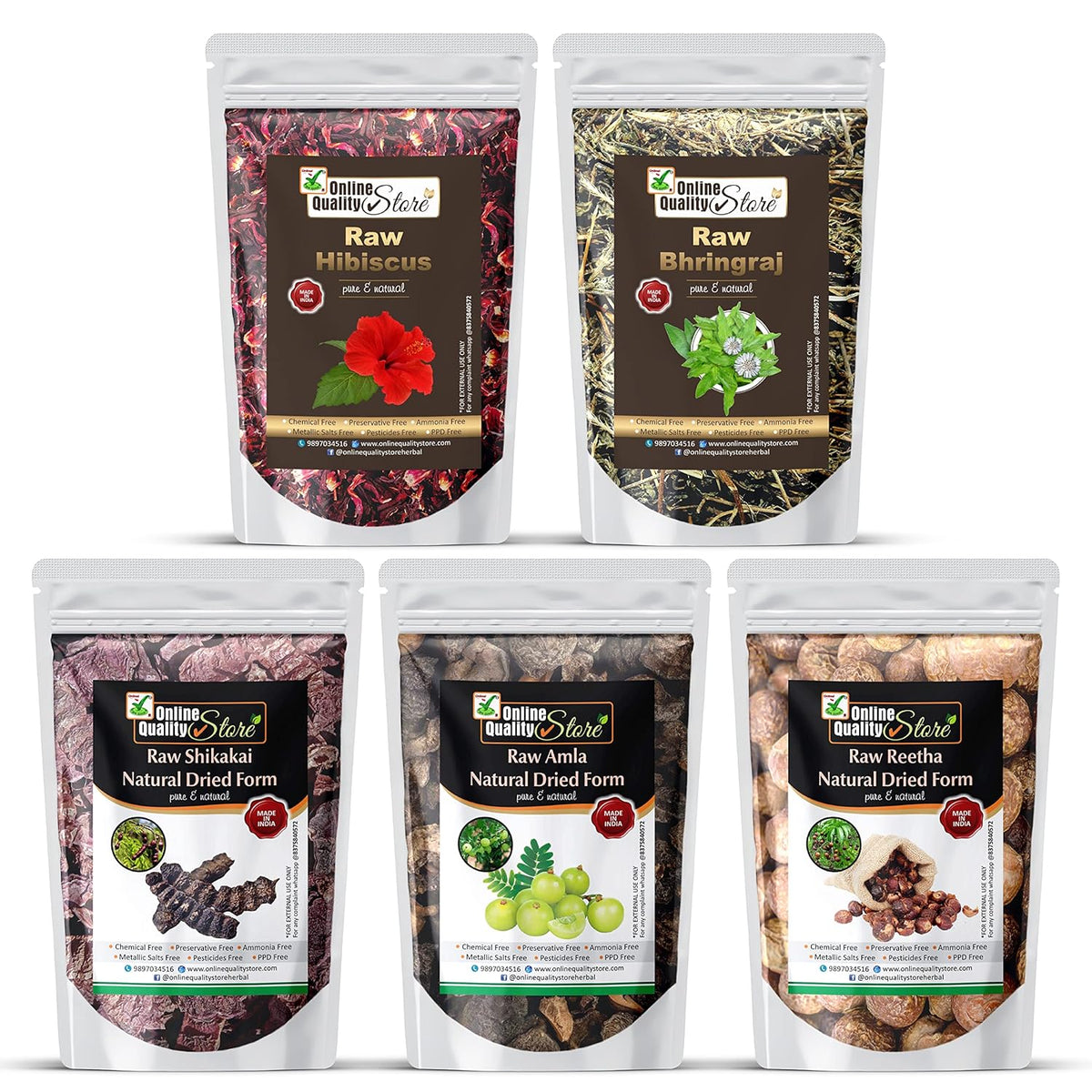 Online Quality Store herbal hair shampoo and hair mask(RAw form -Amla,Reetha, Shikakai,bhringraj and Hibiscus) (Raw_Reetha_Amla_Shikakai_Bringraj_Hibiscous_500g)