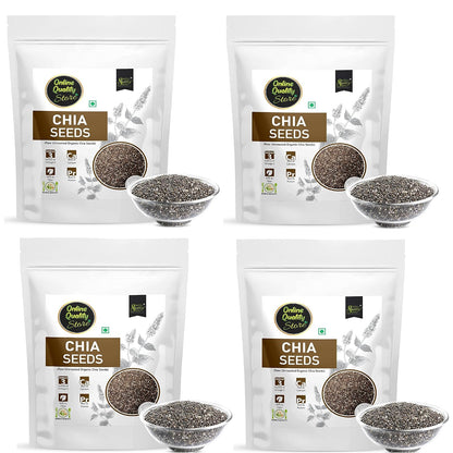 Online Quality Store Organic Chia Seeds -400gm(4x100gm) |Omega 3 and rich in Fiber, Calcium & Protien