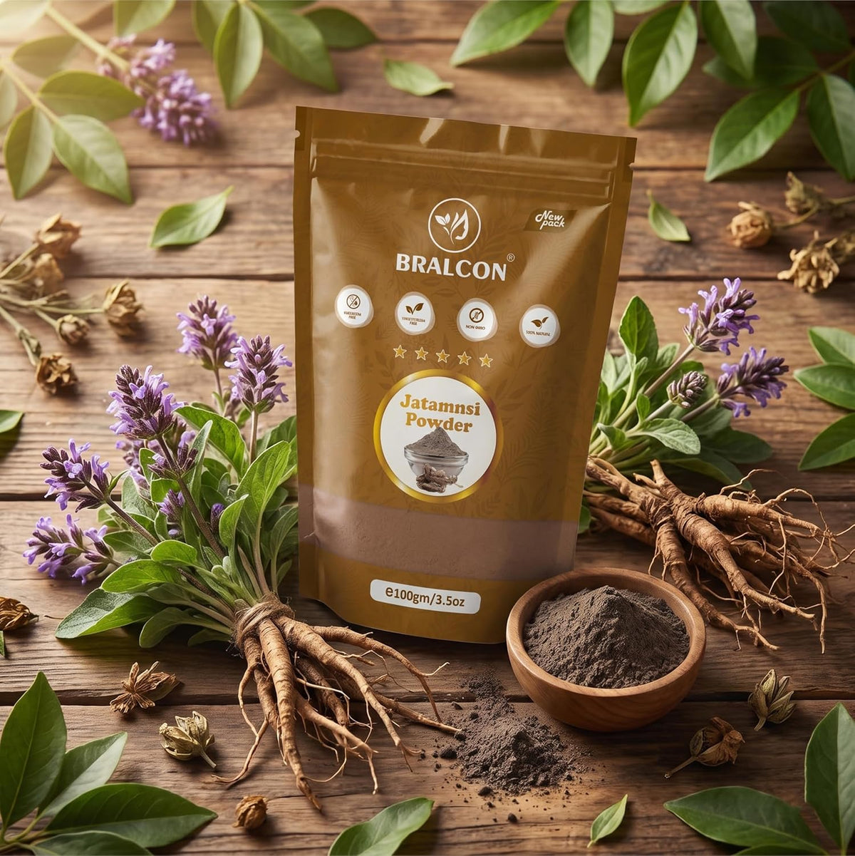 BRALCON Pure Jatamansi Powder for Hair Care | Natural Herbal Powder for Strong & Beautiful Hair | 100g