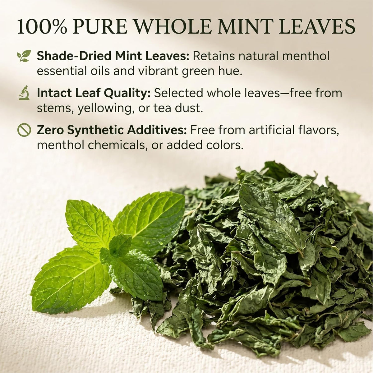 REORIC Mint Tea 50g | Refreshing Dried Mint Leaves Herbal Infusion | Cool Aromatic Loose Leaf Tea Blend | Daily Hot & Iced Beverage Brew