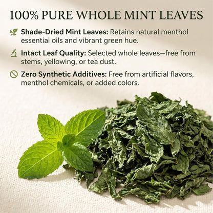 REORIC Mint Tea 50g | Refreshing Dried Mint Leaves Herbal Infusion | Cool Aromatic Loose Leaf Tea Blend | Daily Hot & Iced Beverage Brew