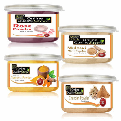 Online Quality Store Multanimitti Powder +Chandan Powder +Kasturi Turmeric Powder +Rose Powder |Multani Mitti (Fuller Earth) Powder Bentonite Clay |sandalwood powder |Kasthuri Manjal Wild Turmeric |natural Face Mask ,500g