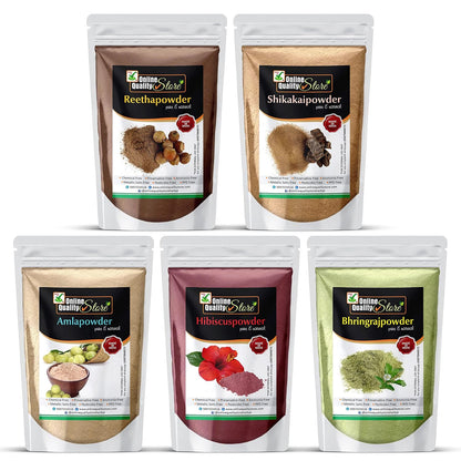 Online Quality Store Amla, Reetha, Shikakai, Bhringraj and Hibiscus Powder for Hair |hair mask for dry and frizzy hair |hair pack powder |hair pack combo |hair mask for smoothening hair,1400g