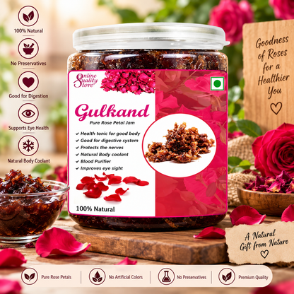 Online Quality Store Natural Gulkand (Rose Petal Jam), 400g | Sun-Cooked Damask Rose Petals & Rock Sugar |Pure gulkand Organic| Gulkand for Paan