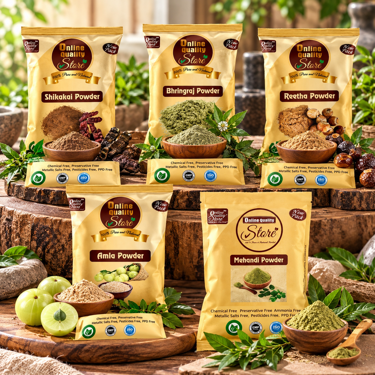 Online Quality Store Reetha amla shikakai bhringraj mehandi Powder for Hairs |Aritha|Reetha|Ritha|Soapnuts (Sapindus Mukorossi) |Indian Gooseberry |Shikakai, Acacia Concinna |Eclipta alba |herbal heena powered for hair,250g