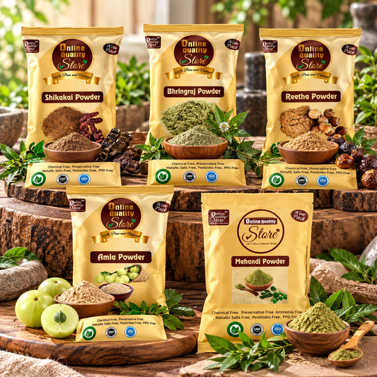Online Quality Store Reetha amla shikakai bhringraj mehandi Powder for Hairs |Aritha|Reetha|Ritha|Soapnuts (Sapindus Mukorossi) |Indian Gooseberry |Shikakai, Acacia Concinna |Eclipta alba |herbal heena powered for hair,250g