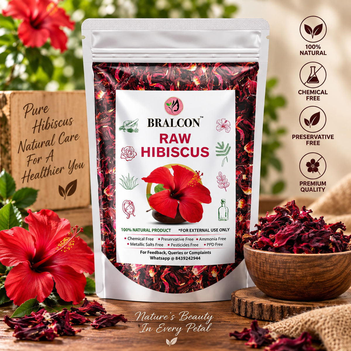 BRALCON Organic Raw Hibiscus -100g