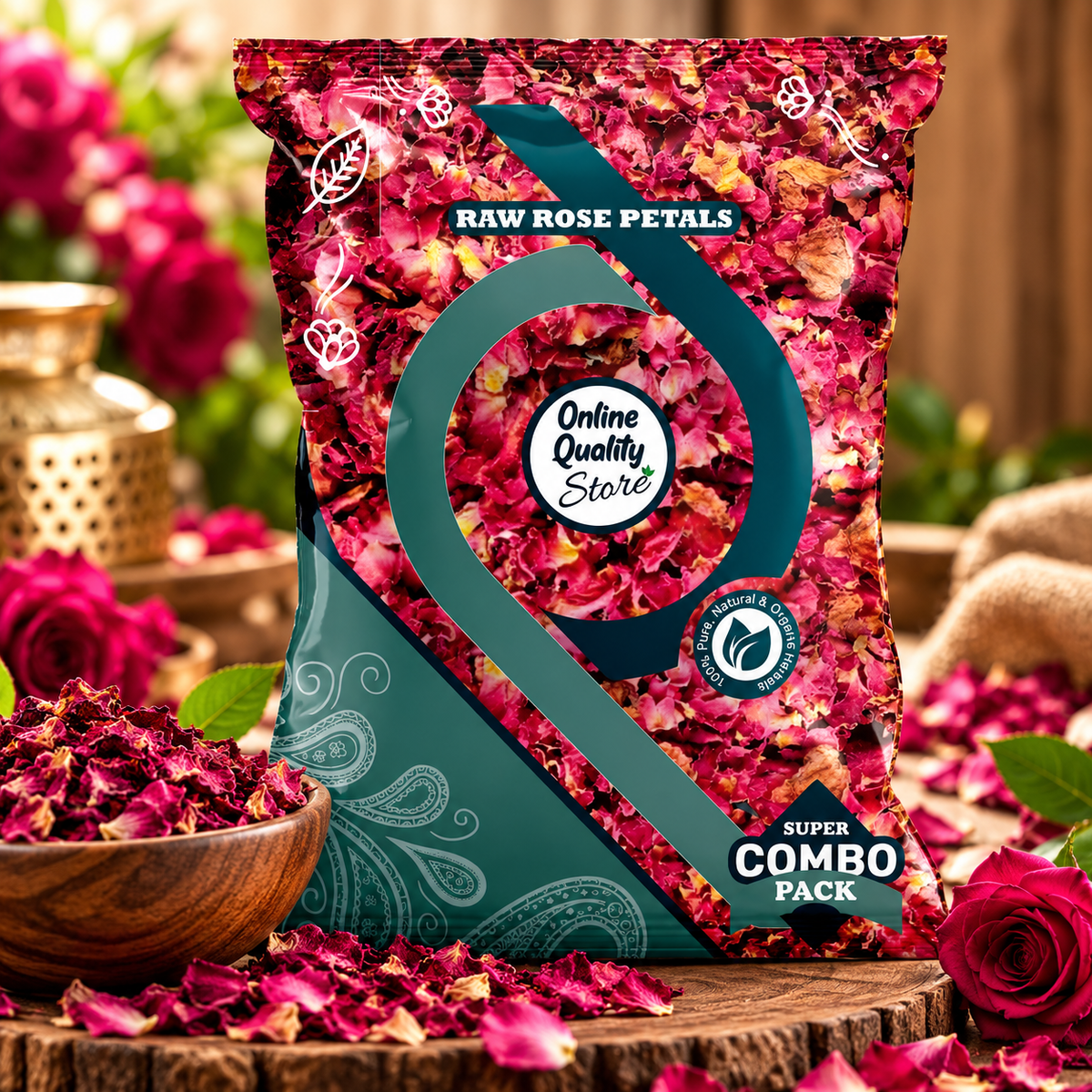 Online Quality Store Gulab Patti|Rosa Gallica|Dry Rose Petal|Dried Rose Petals|Rose Petals Sun Dried for Beautiful Hair & Skin-100g
