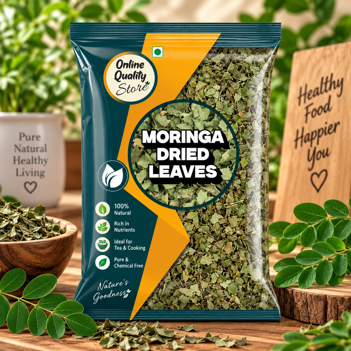 Online Quality Store Moringa Leaves - 100g |Moringa Dry Leaf, Dried Drumstick Tree Leaves, Natural Super-Food – For Making Herbal Tea, Smoothies, Soups - multiuse