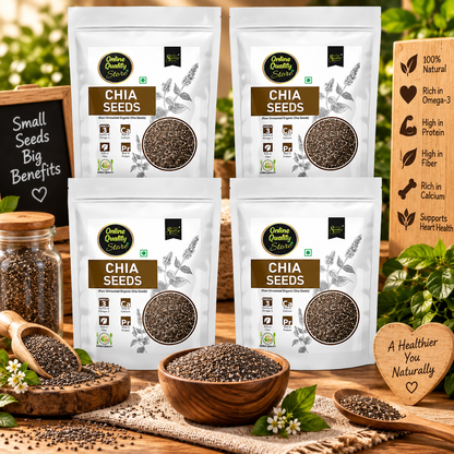 Online Quality Store Organic Chia Seeds -400gm(4x100gm) |Omega 3 and rich in Fiber, Calcium & Protien