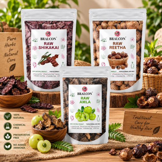 BRALCON Raw Shikakai, Reetha, Amla Combo, 100% Natural, Chemical Free, Preservative Free, 100g Each, 3 Pack Hair Conditioner