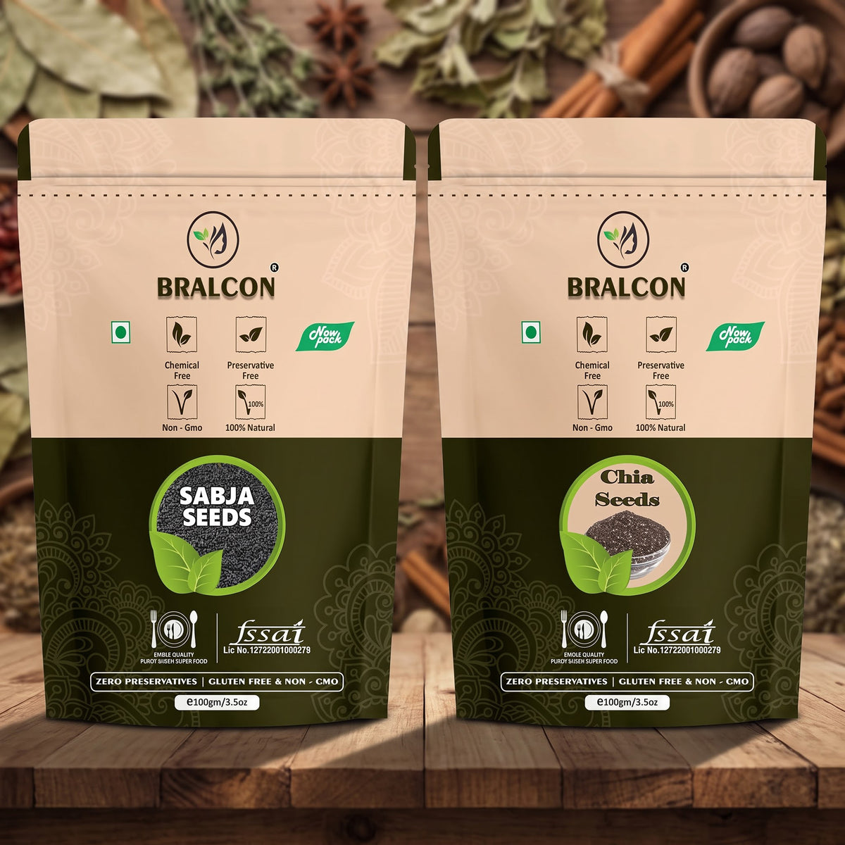 BRALCON Sabja Seeds and Chia Seeds Combo -200g