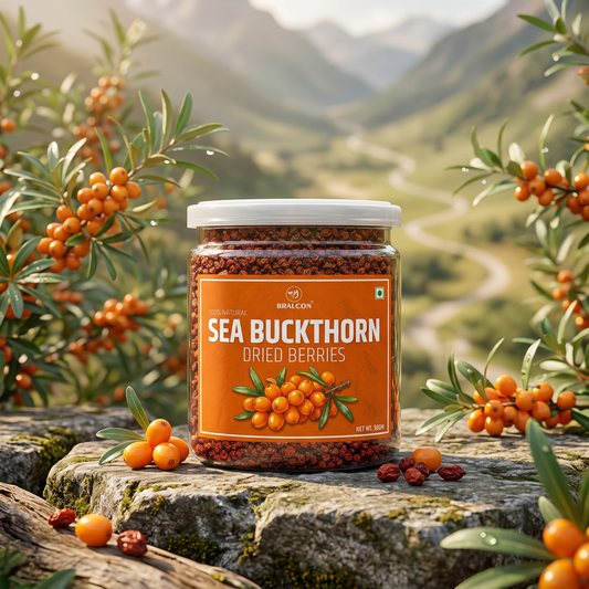 BRALCON Dried Sea Buckthorn Berries | Whole Dried Berries for Tea, Smoothies & Snacking | 50g