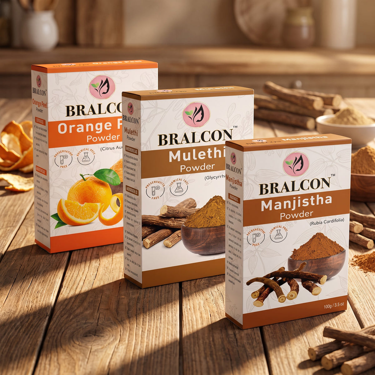 BRALCON Orange, Mulethi, Manjistha Powder Combo -300g