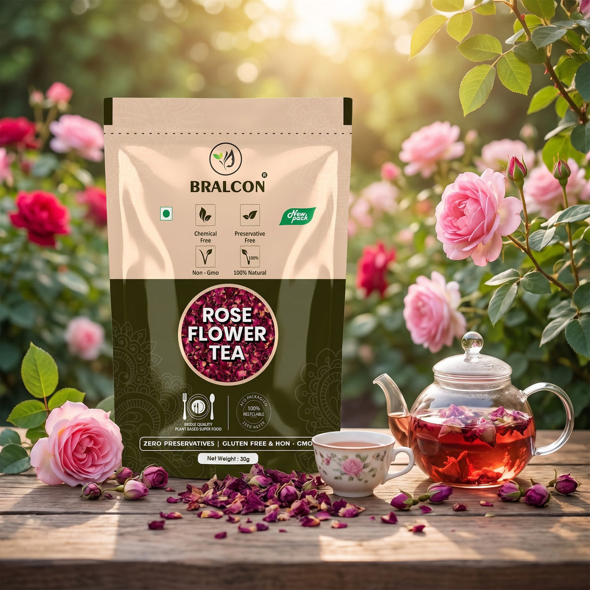 BRALCON Dried Rose Flower Petals Herbal Tea - 30g