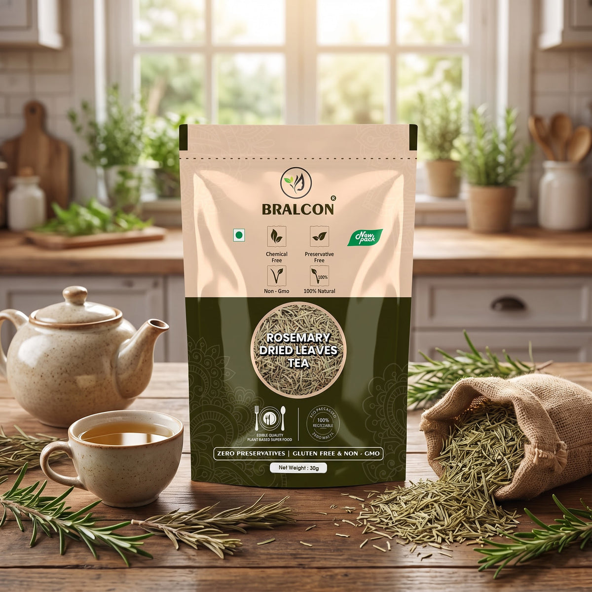 BRALCON Dried Rosemary Leaves Herbal Tea 30g