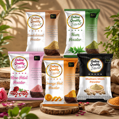 Multani Mitti Powder + Chandan + Orange Peel + Neem + Rose Powder (Pack of 5) 400g
