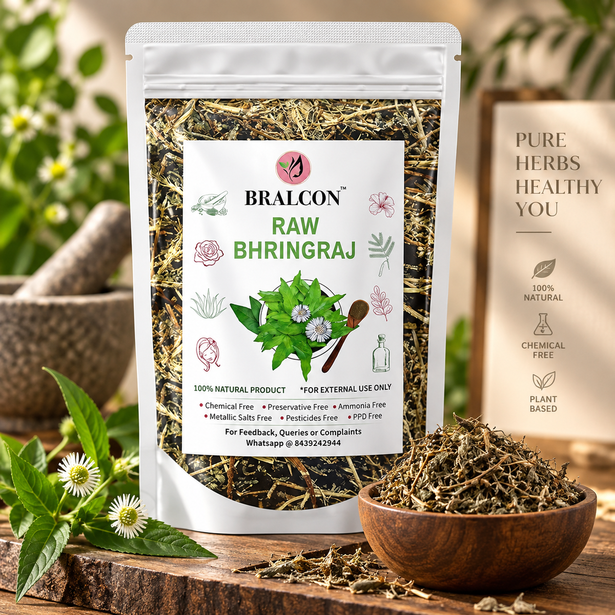 BRALCON Organic Raw Bhringraj -100g