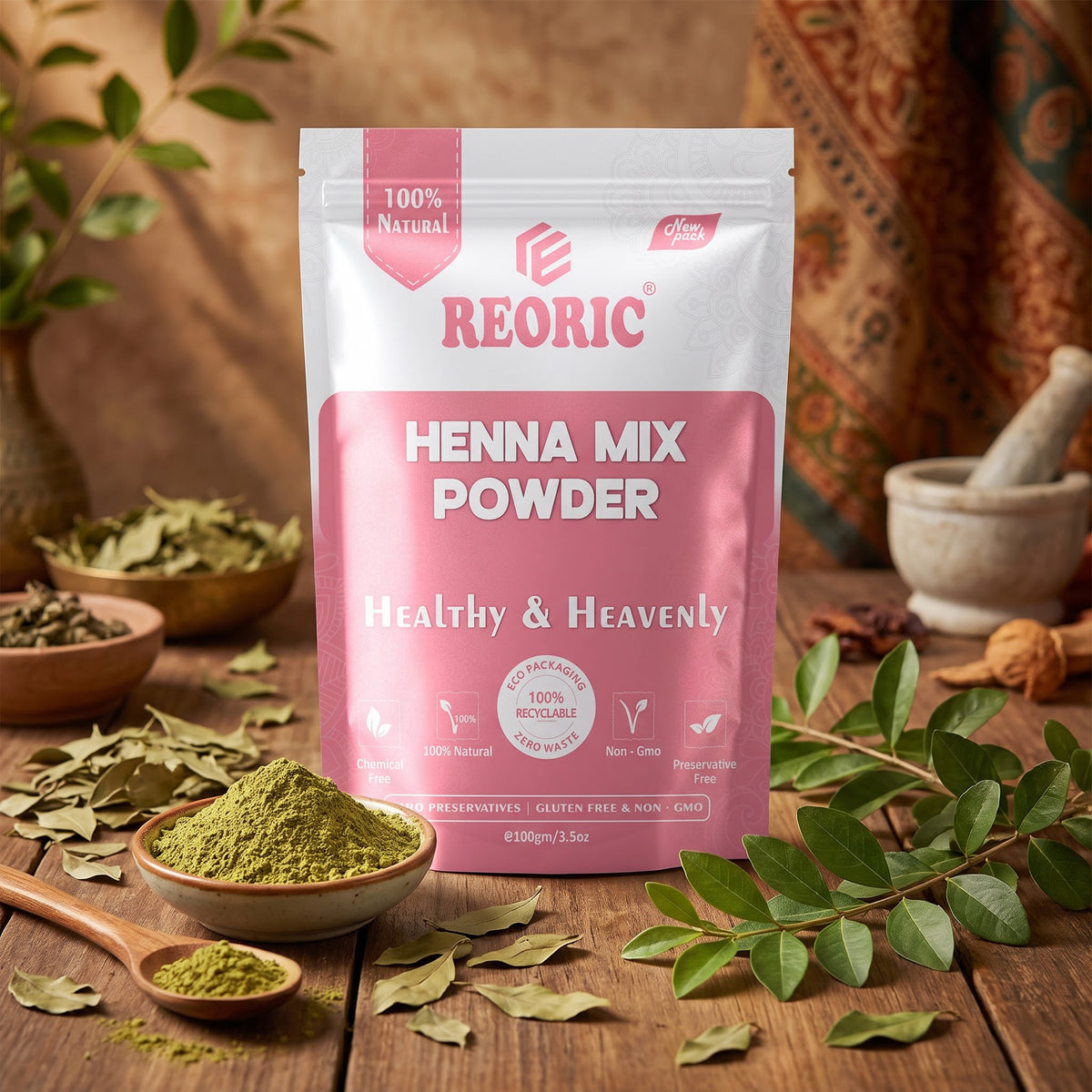 REORIC Henna Mix Powder for Natural Hair Color -100g