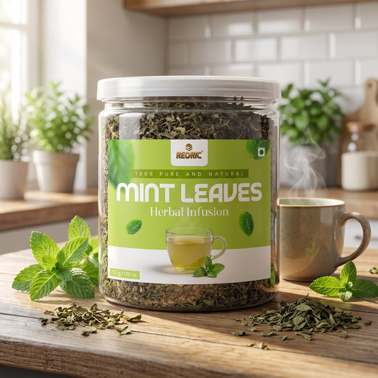 REORIC Mint Tea 50g | Refreshing Dried Mint Leaves Herbal Infusion | Cool Aromatic Loose Leaf Tea Blend | Daily Hot & Iced Beverage Brew