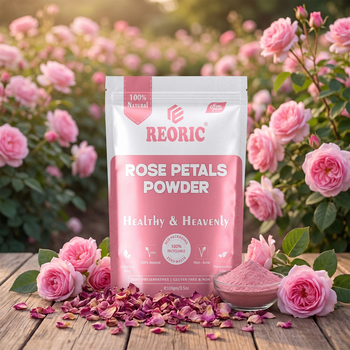 REORIC Rose Petal Powder for Face Pack & Skin Care -100g