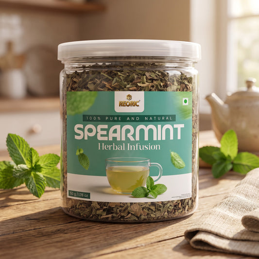 REORIC Spearmint Tea 50g | Dried Spearmint Leaves Herbal Infusion | Refreshing Loose Leaf Mint Brew | Daily Hot & Iced Beverage Drink
