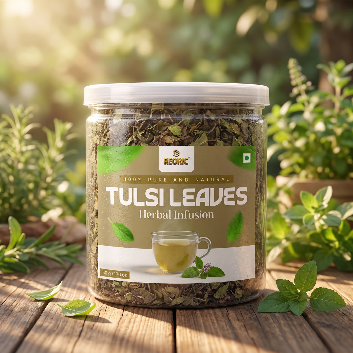 REORIC Tulsi Herbal Tea | Premium Holy Basil Leaves Tea Infusion for Morning & Evening Refreshment, 50g
