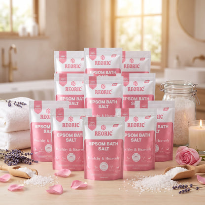 REORIC Pure Epsom Bath Salt 900g (Pack of 9 x 100g)