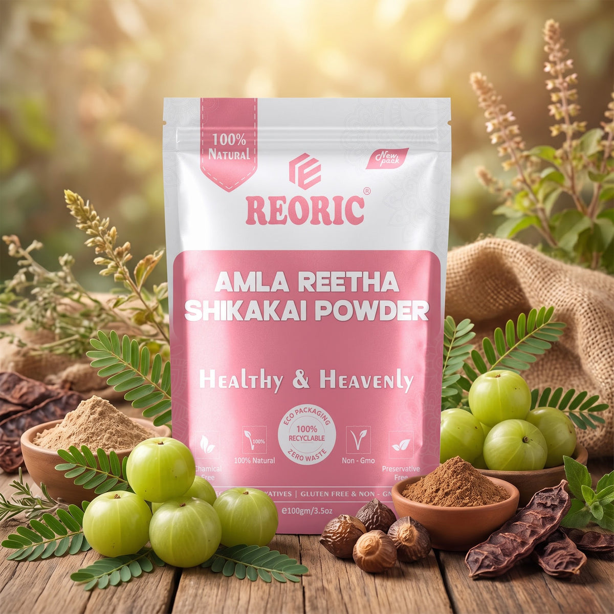 REORIC Amla Reetha Shikakai Powder for Hair Cleansing -100g