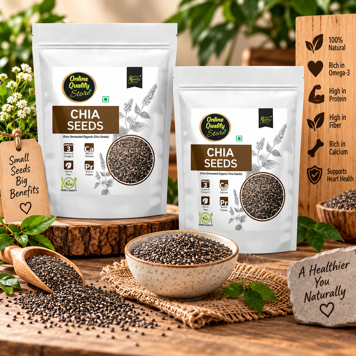 Online Quality Store Organic Chia Seeds -200gm(2x100gm) |Omega 3 and rich in Fiber, Calcium & Protien