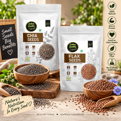 Online Quality Store Organic Combo of Flax Seeds & Chia Seeds -200gm(100gm x 2 Pack)