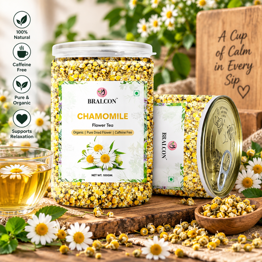 BRALCON Chamomile Tea - 50g | No added color | 100% Natural Chamomile Leaves| Boost Immunity| Detox | Sleep & Stress Relief
