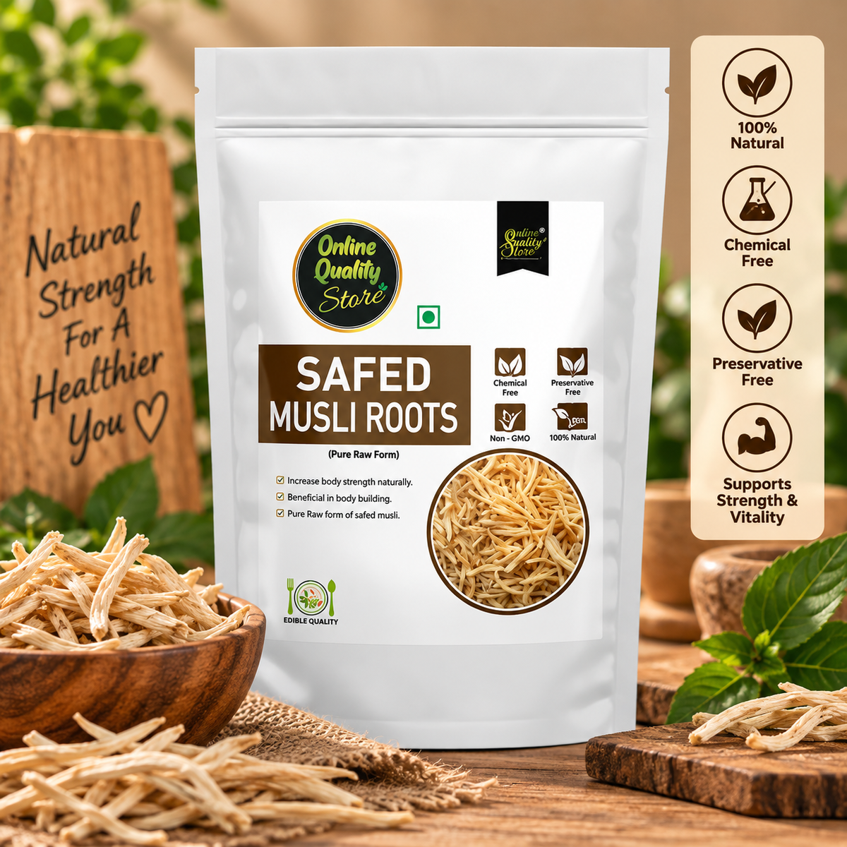 Online Quality Store Safed Musli Roots-100g|Natural White Musli|Swet Musli |Chlorophytum Borivilianum