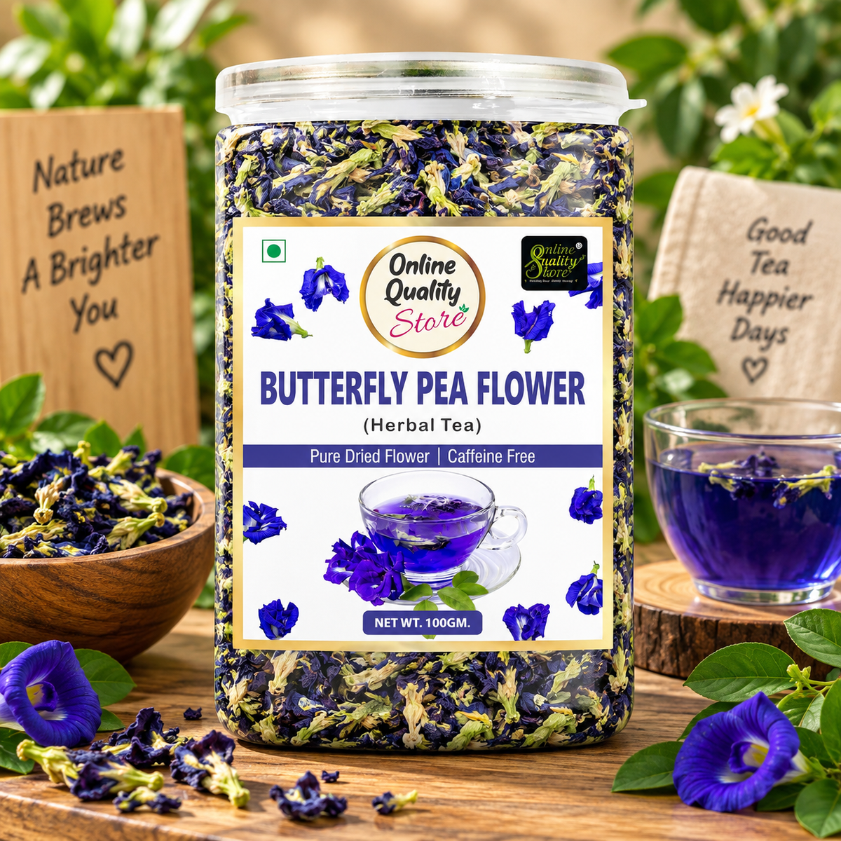Online Quality Store Organic Butterfly Pea Flower Tea-100g | 100 % Natural Herbal Tea | Blue Pea Tea
