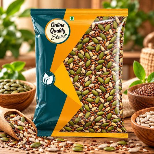 Online Quality Store Mix Seeds - 400g | 6-In-1 Super Seeds Mix | Pumpkin, Sunflower, Watermelon, Flax, Strawberry and Chery Seeds - Mixed seeds for weight loss | Edible Seeds
