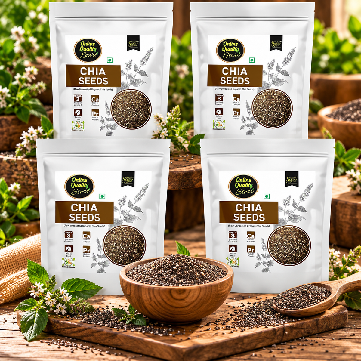 Online Quality Store Organic Chia Seeds -400gm(4x100gm) |Omega 3 and rich in Fiber, Calcium & Protien