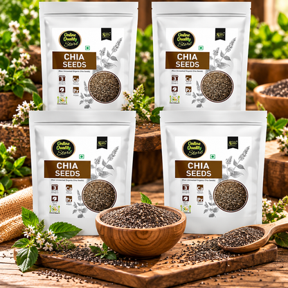 Online Quality Store Organic Chia Seeds -400gm(4x100gm) |Omega 3 and rich in Fiber, Calcium & Protien