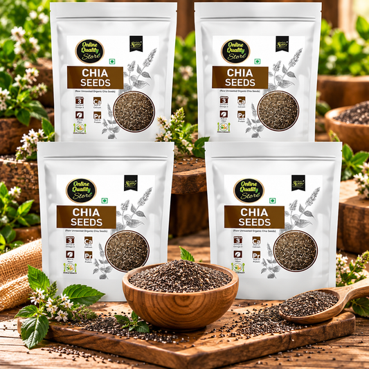 Online Quality Store Organic Chia Seeds -400gm(4x100gm) |Omega 3 and rich in Fiber, Calcium & Protien