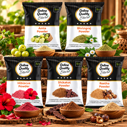 Online Quality Store Amla Reetha Shikakai Bhringraj and Hibiscus Powder for Hair |hair mask |hair pack for dry and frizzy hair |,Ritha|Soapnuts|Aritha|Indian Gooseberry powder |organic Bhringraj Powder |gudhal powder |gudhal fool powder ,400g